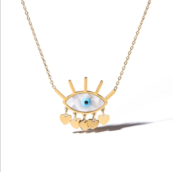 Jewelry - Gold tone Stainless steel necklace evil eye pendant